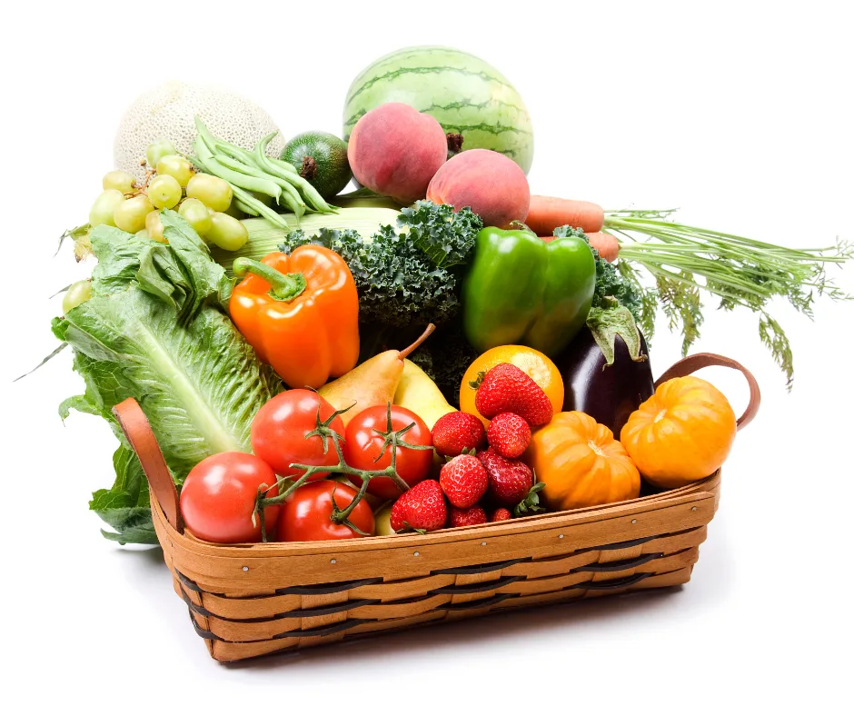 Basket of fruit and vegetables